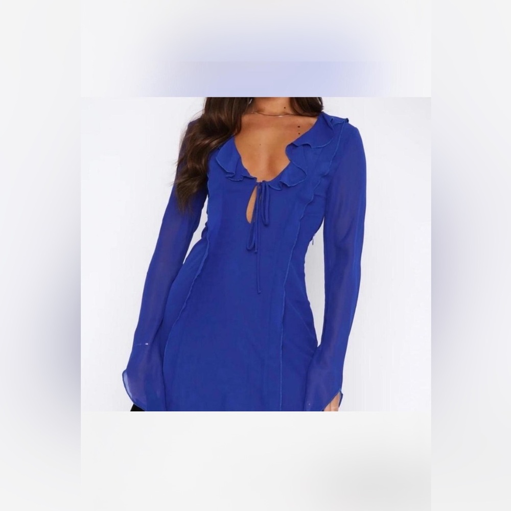 WHITE FOX blue ruffle long sleeve dress